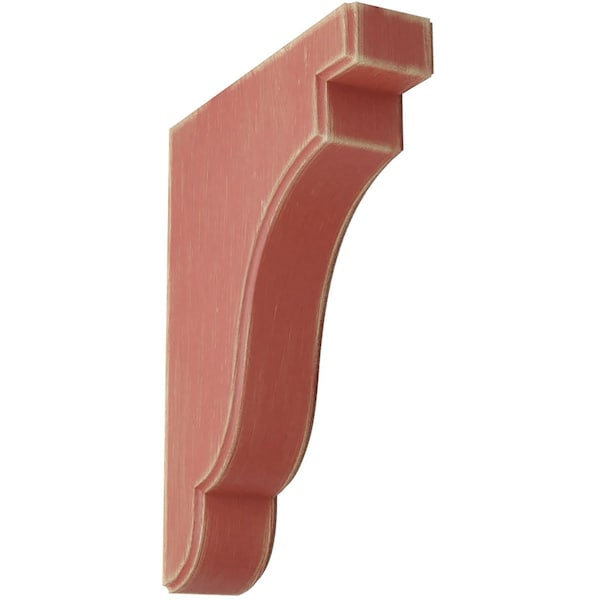 Ekena Millwork 1 3/4"W x 7 1/4"D x 9 1/2"H Bedford Wood Vintage Decor Bracket, Salvage Red BKTWD02X07X10BERD - main